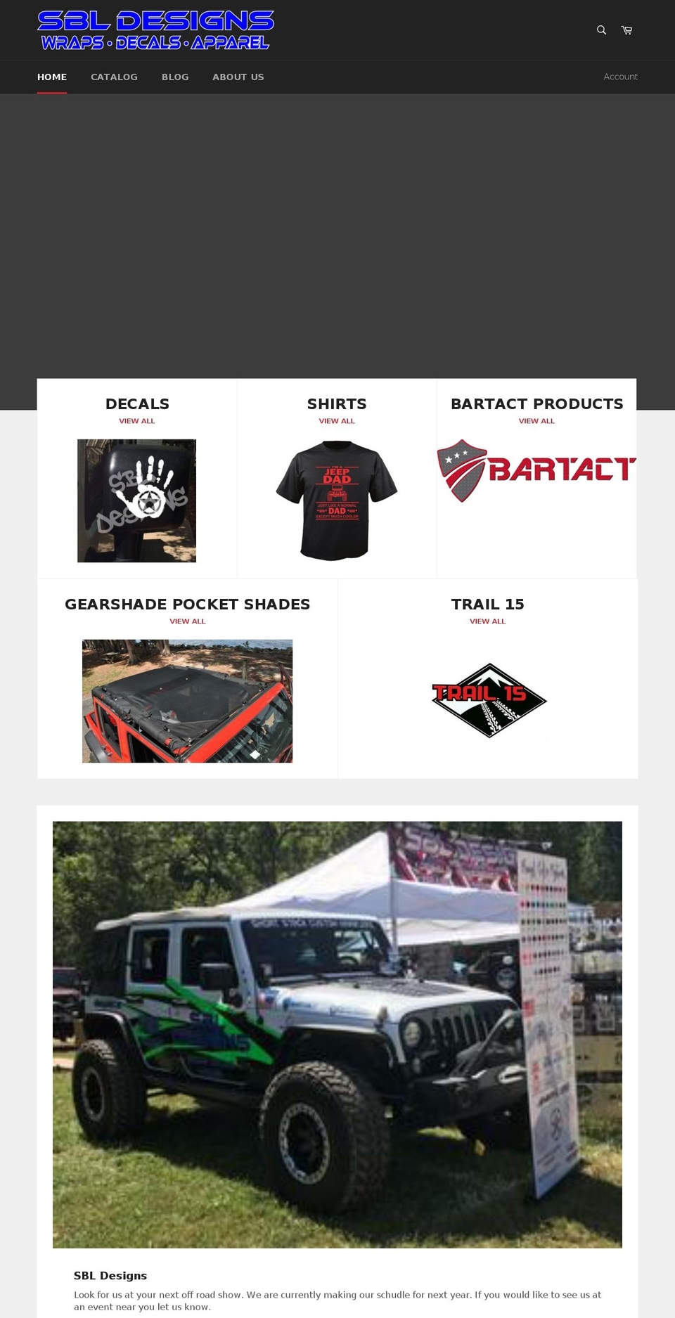 sbldesigns.net shopify website screenshot
