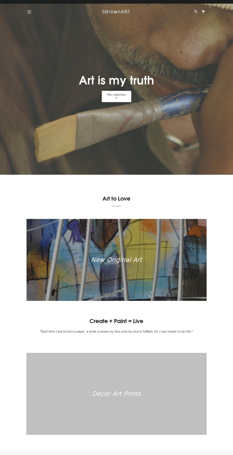 sbrownart.com shopify website screenshot