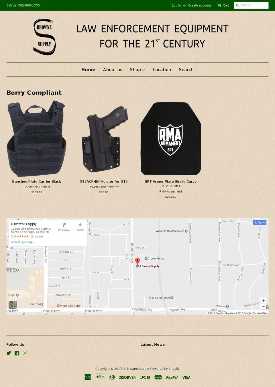sbrownsupply.com shopify website screenshot