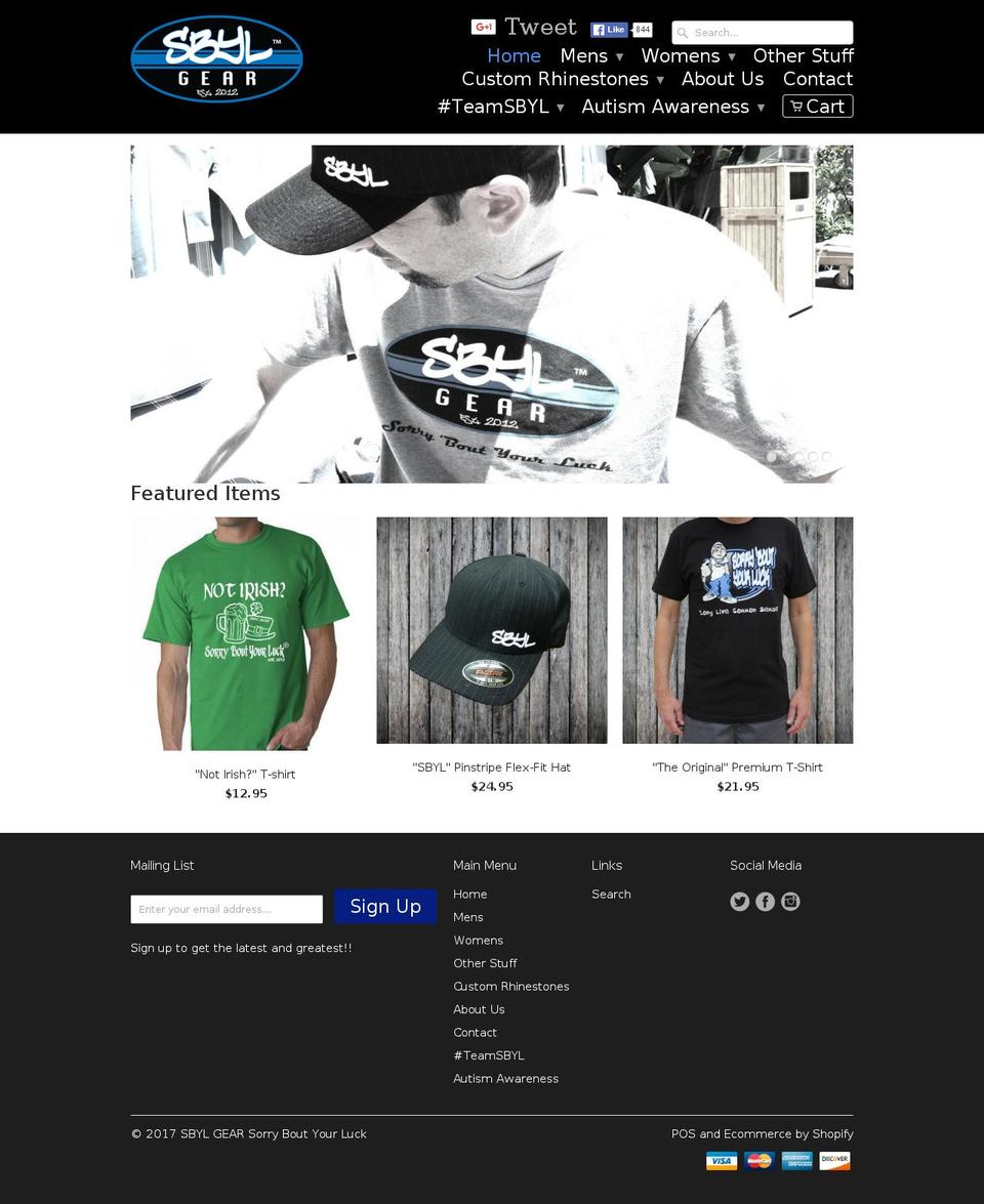 sbylgear.com shopify website screenshot