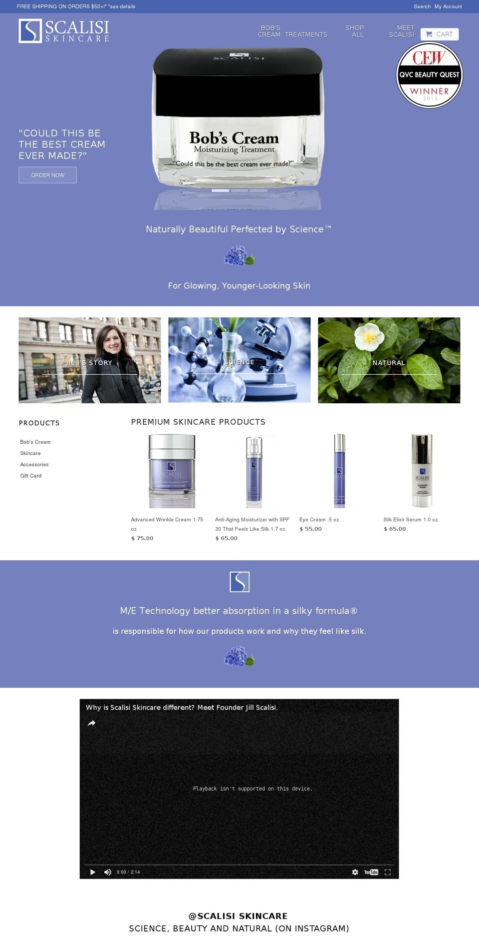 scalisicosmetics.org shopify website screenshot