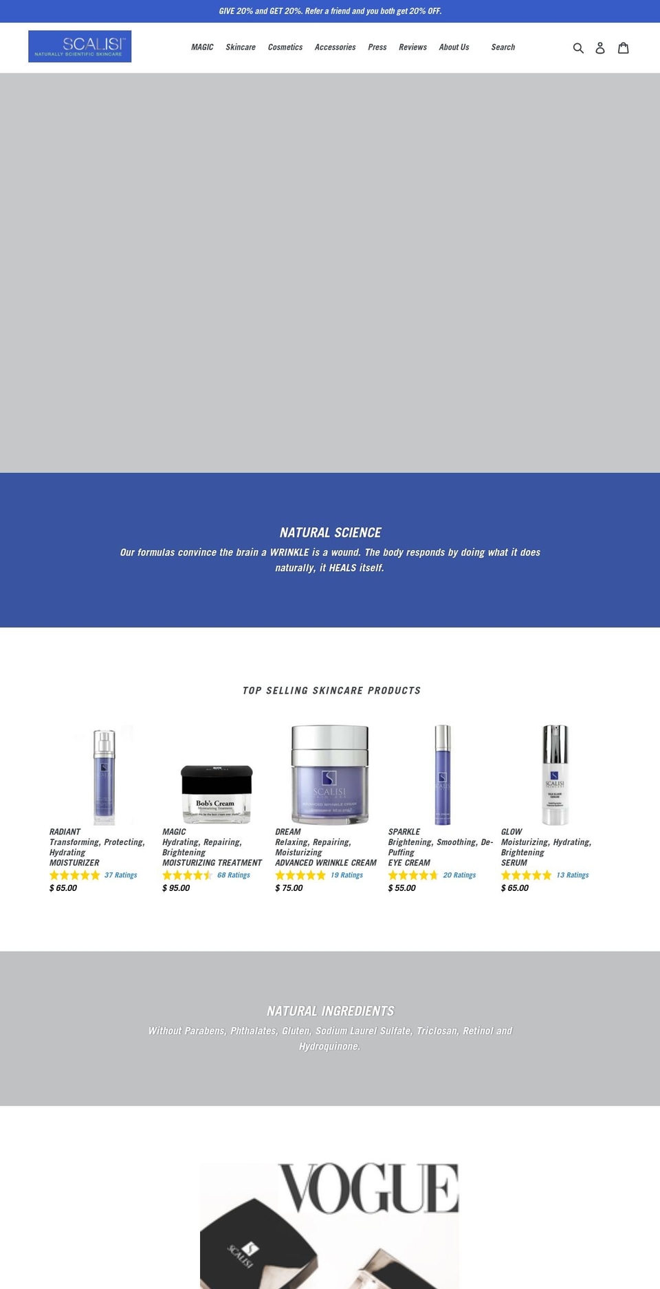 scalisiskincare.org shopify website screenshot