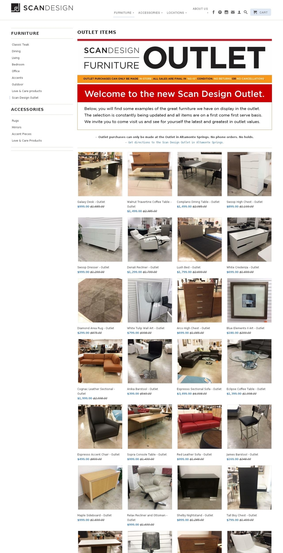 scandesignoutlet.com — Shopify storefront screenshot
