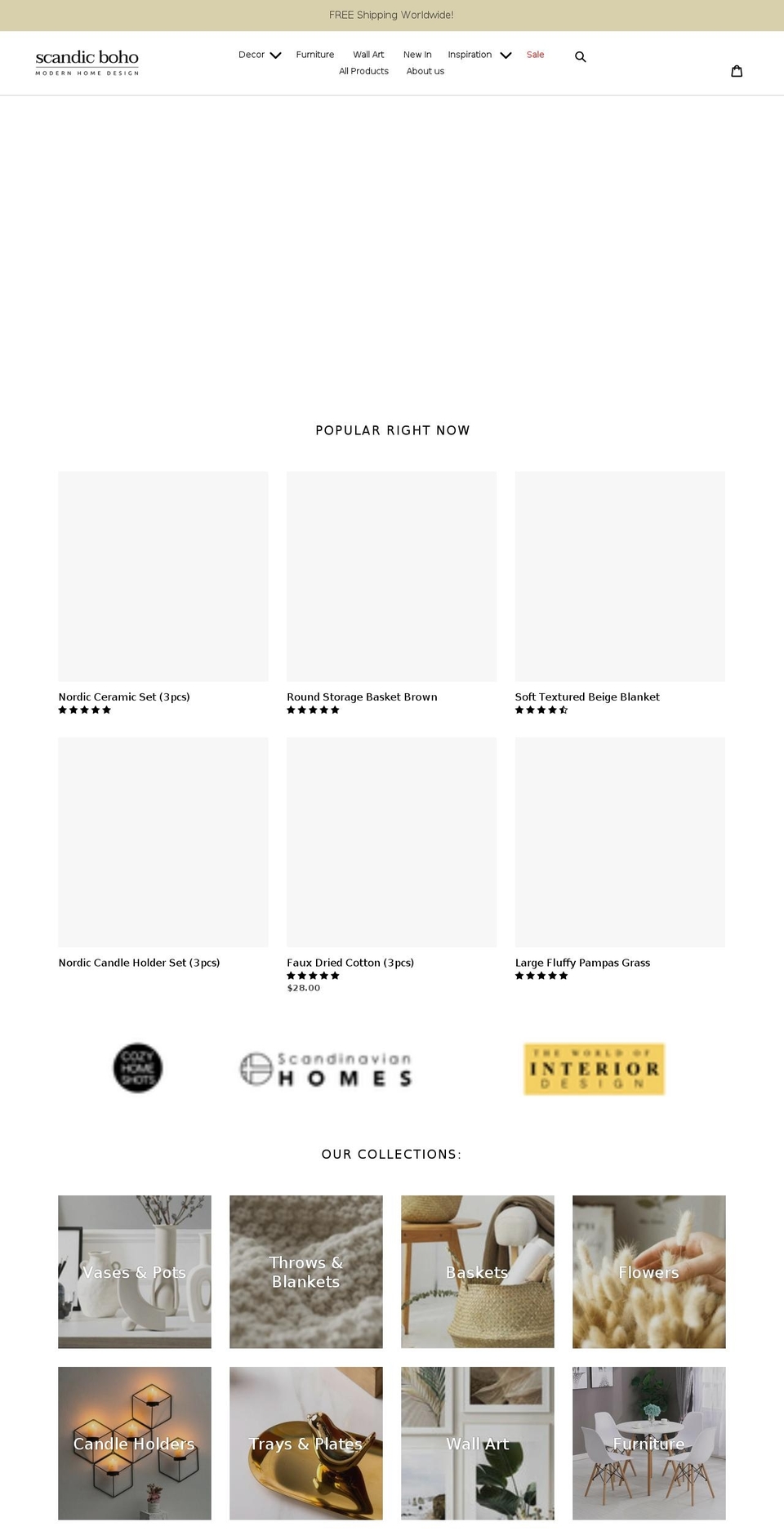 scandicboho.com shopify website screenshot