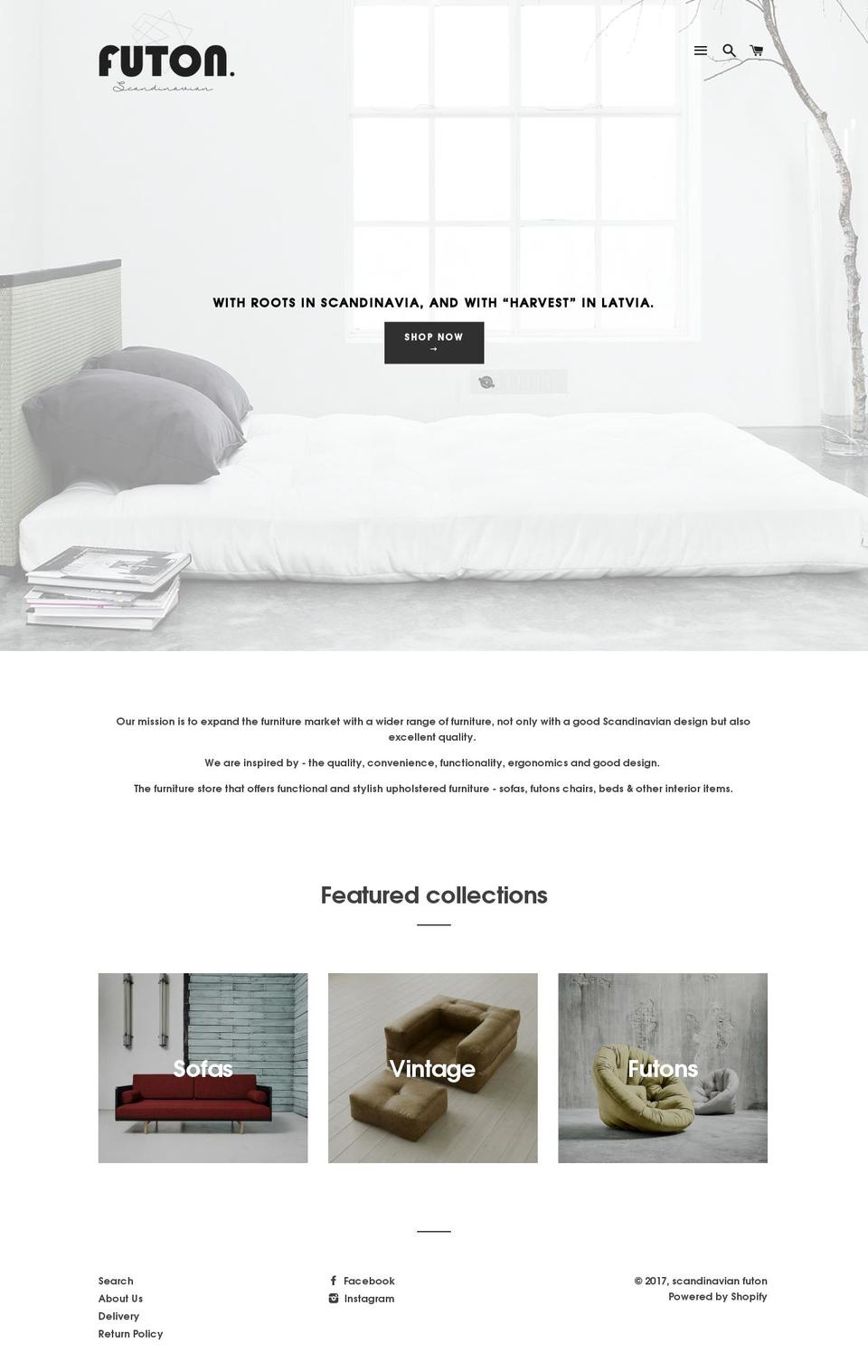 scandinavianfuton.com shopify website screenshot