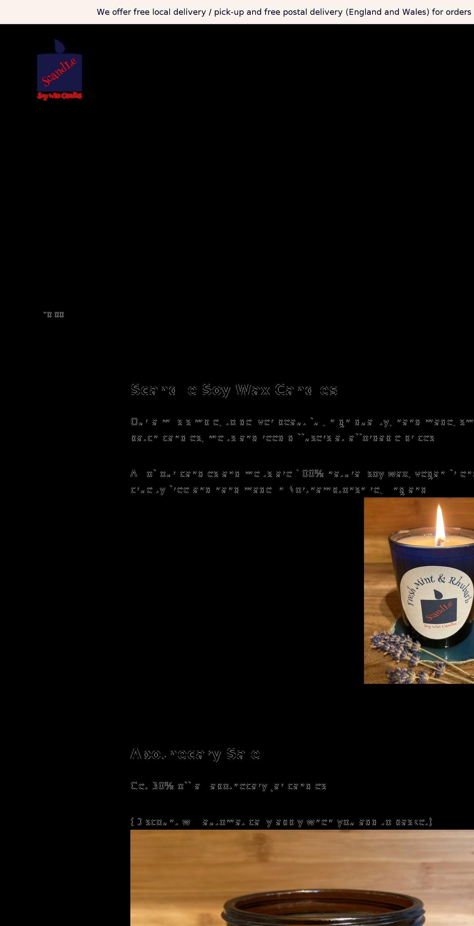 scandles.co.uk shopify website screenshot