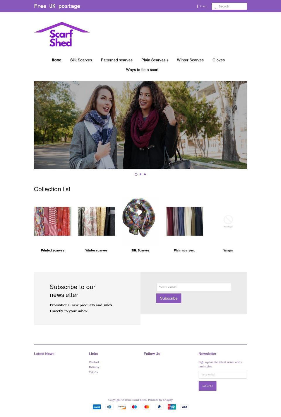 scarfshed.co.uk shopify website screenshot