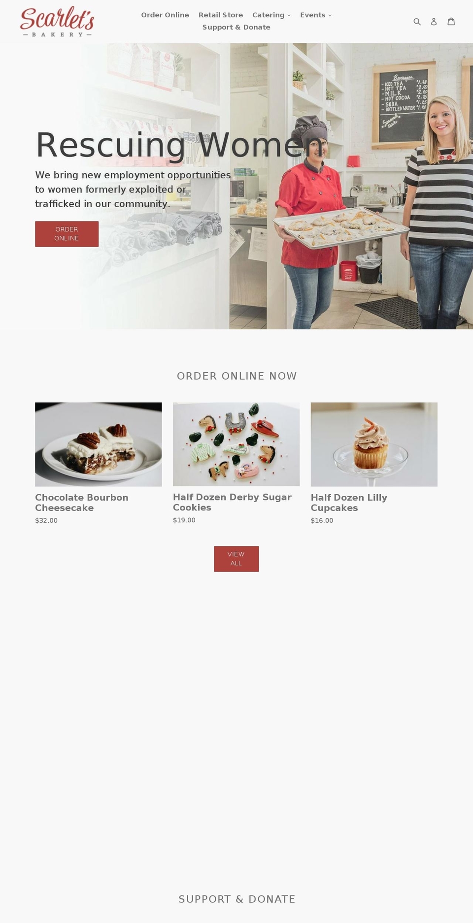 scarletsbakery.org shopify website screenshot