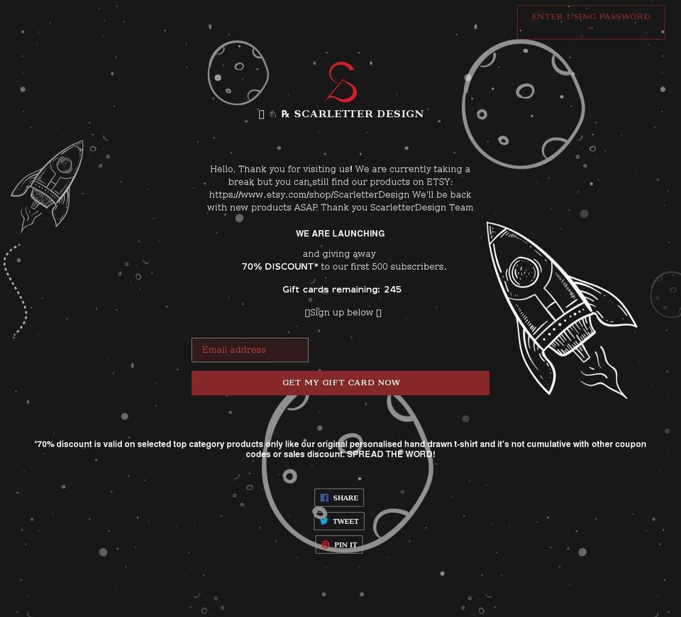 scarletterdesign.com shopify website screenshot