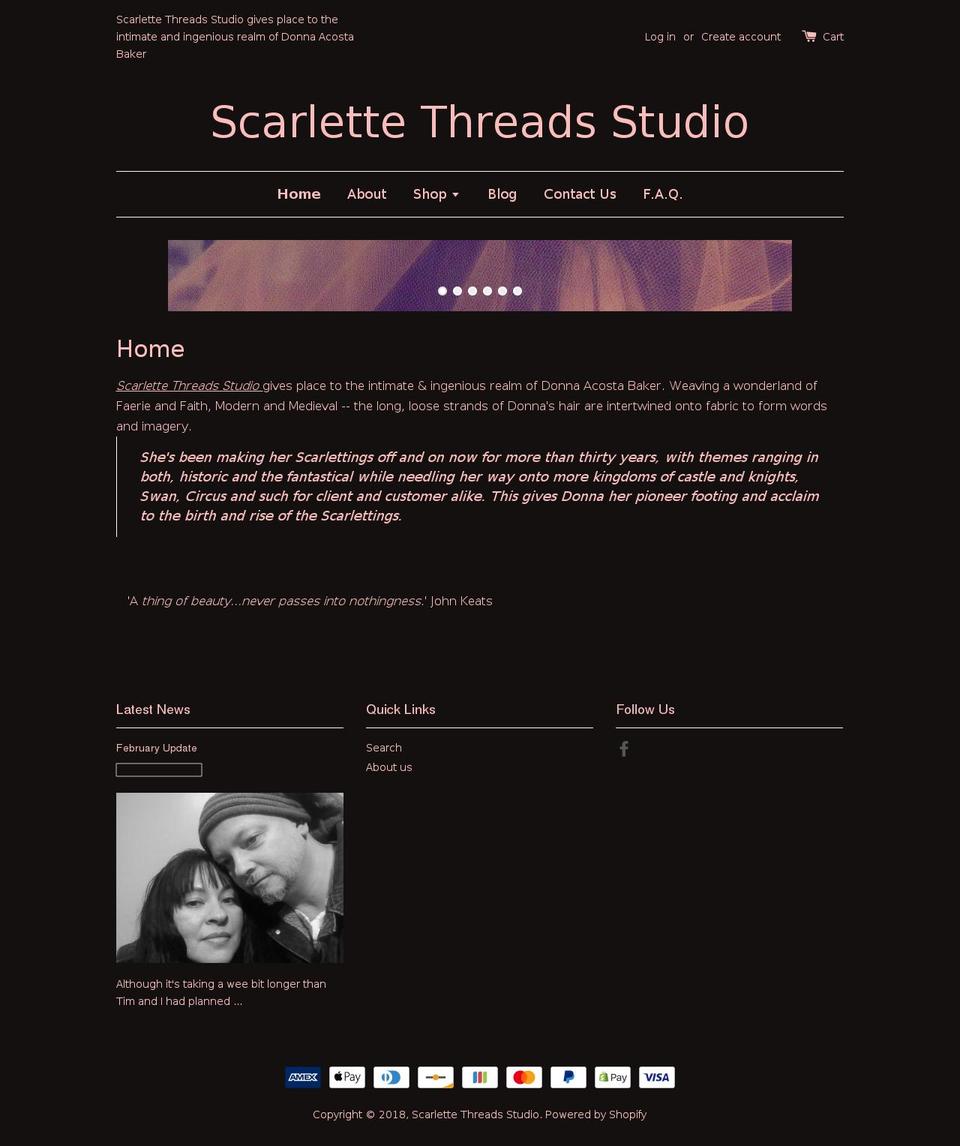 scarlettethreadsstudio.com — Shopify storefront screenshot