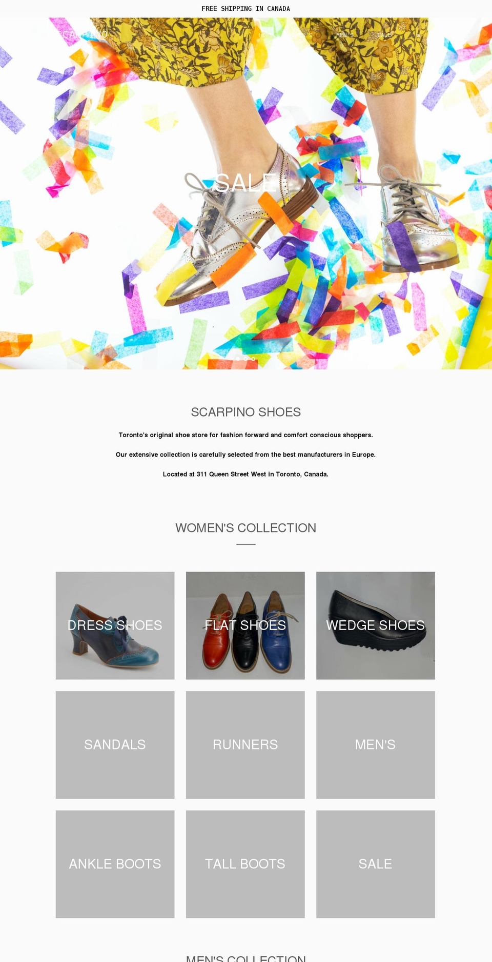 scarpinoshoes.com shopify website screenshot