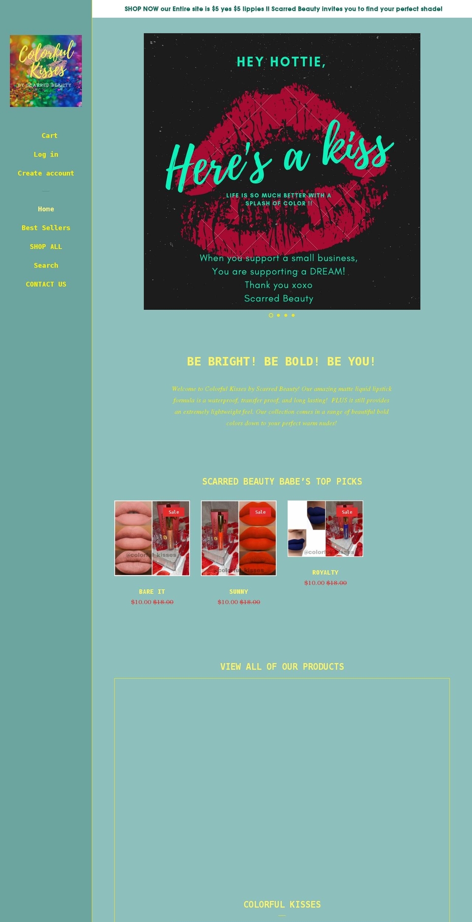scarred-beauty.com shopify website screenshot