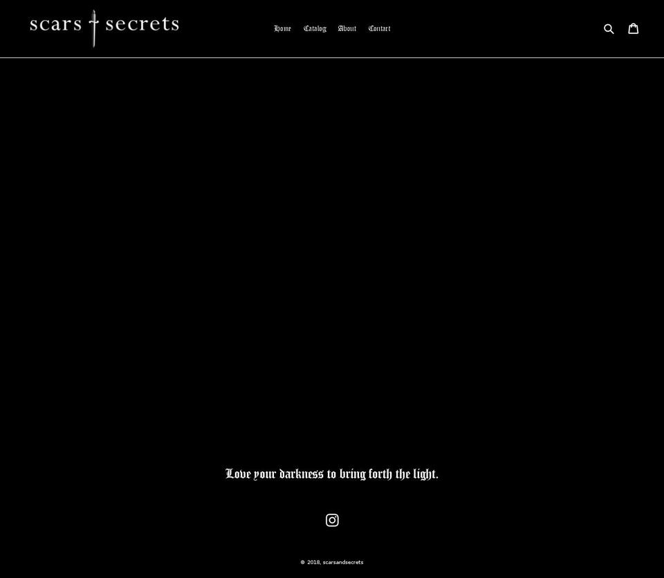 scarsandsecrets.com shopify website screenshot