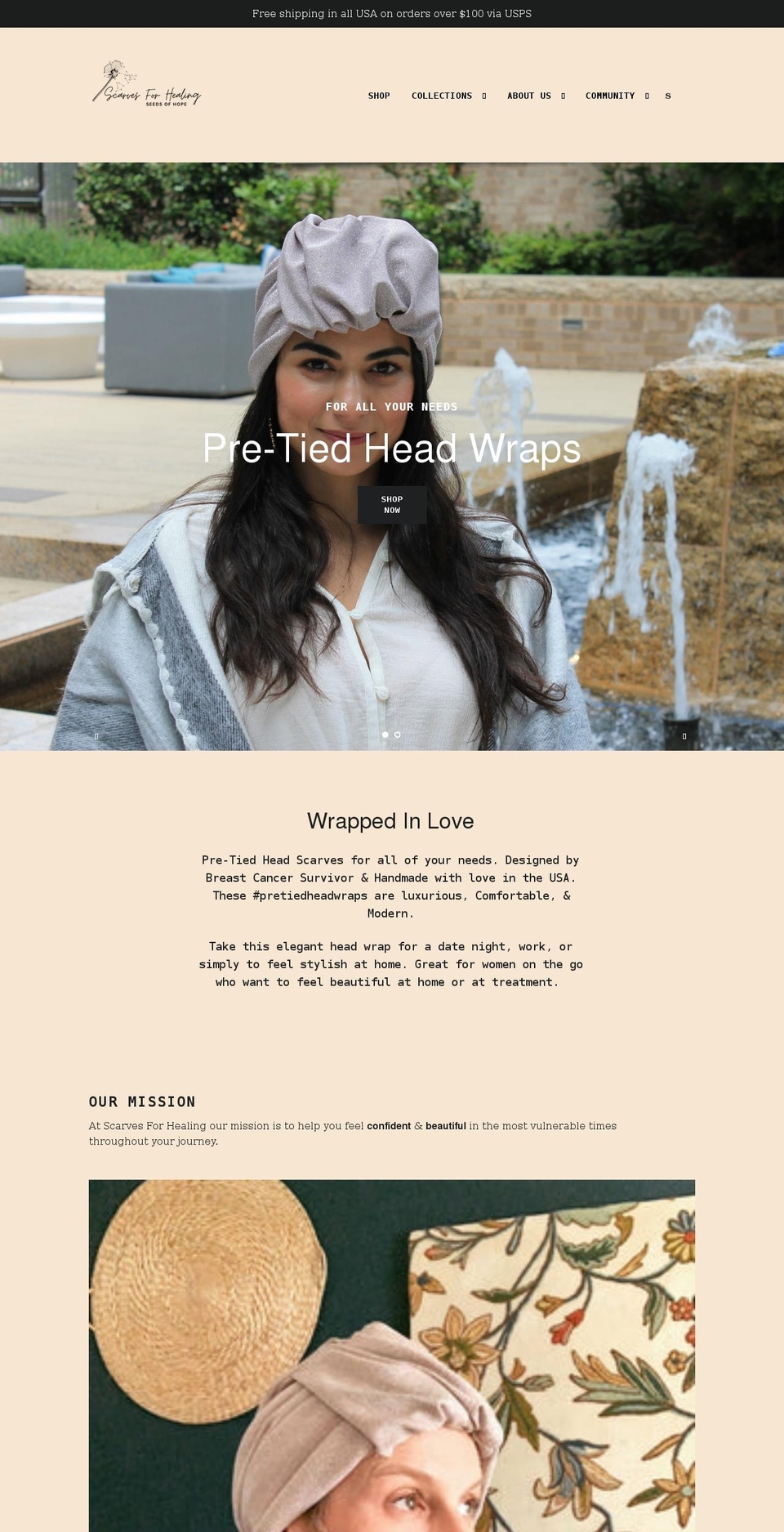 scarvesforhealing.com shopify website screenshot