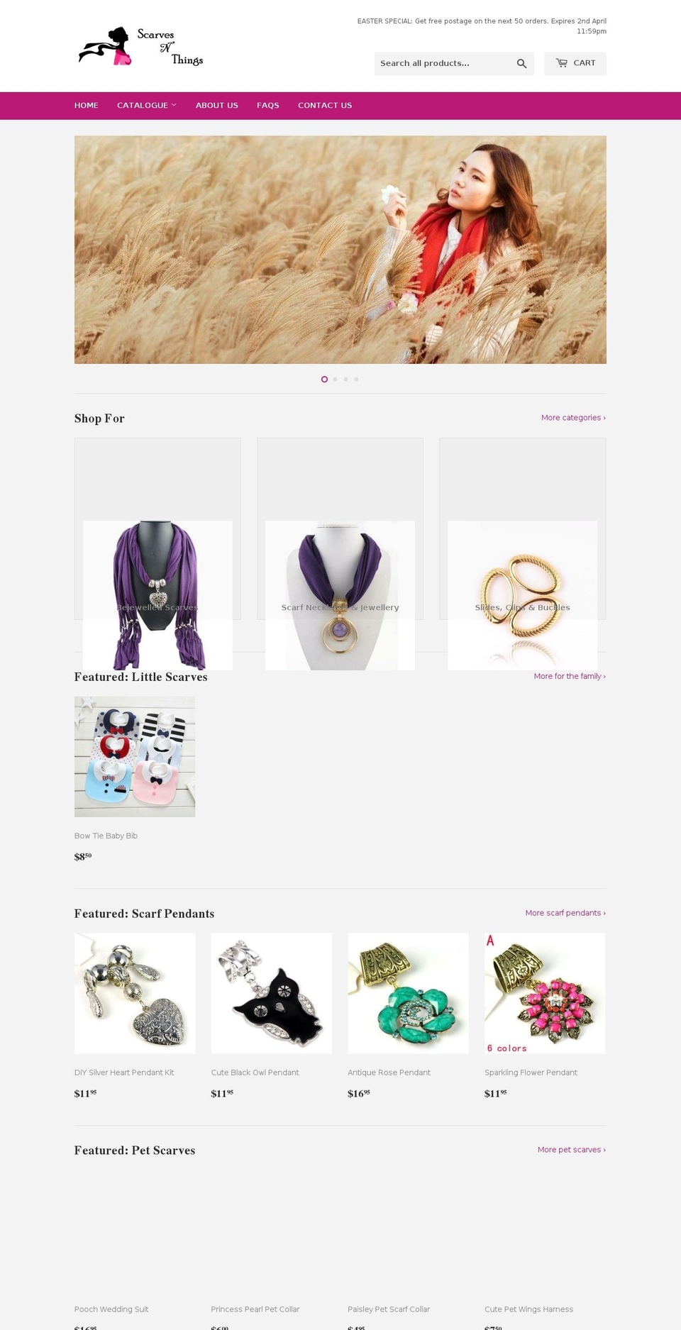 scarvesnthings.com — Shopify storefront screenshot