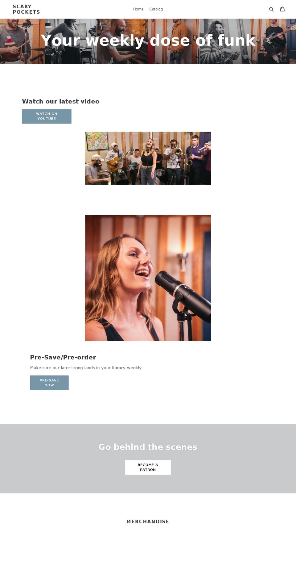 scarypocketsfunk.com — Shopify storefront screenshot