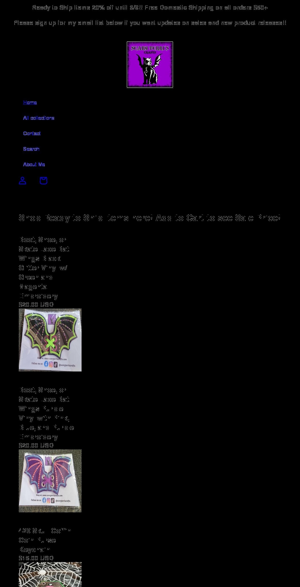 scaryterriscrafts.com shopify website screenshot