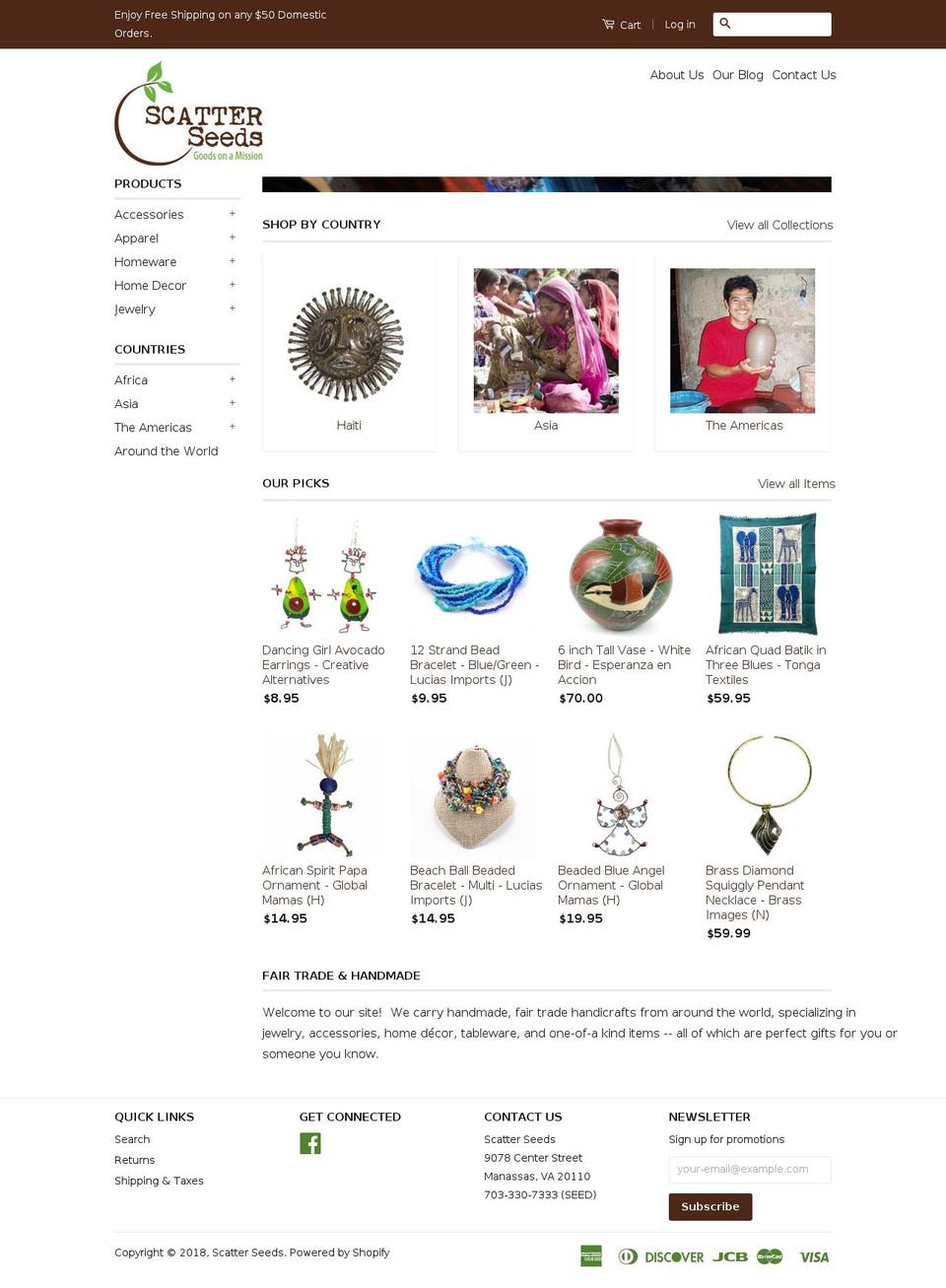 scatterseedsfairtrade.com — Shopify storefront screenshot