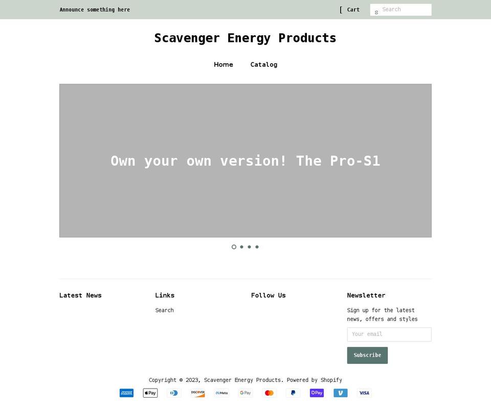 scavenger-energy-products.myshopify.com shopify website screenshot