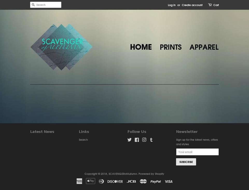 scavengerofautumn.com — Shopify storefront screenshot