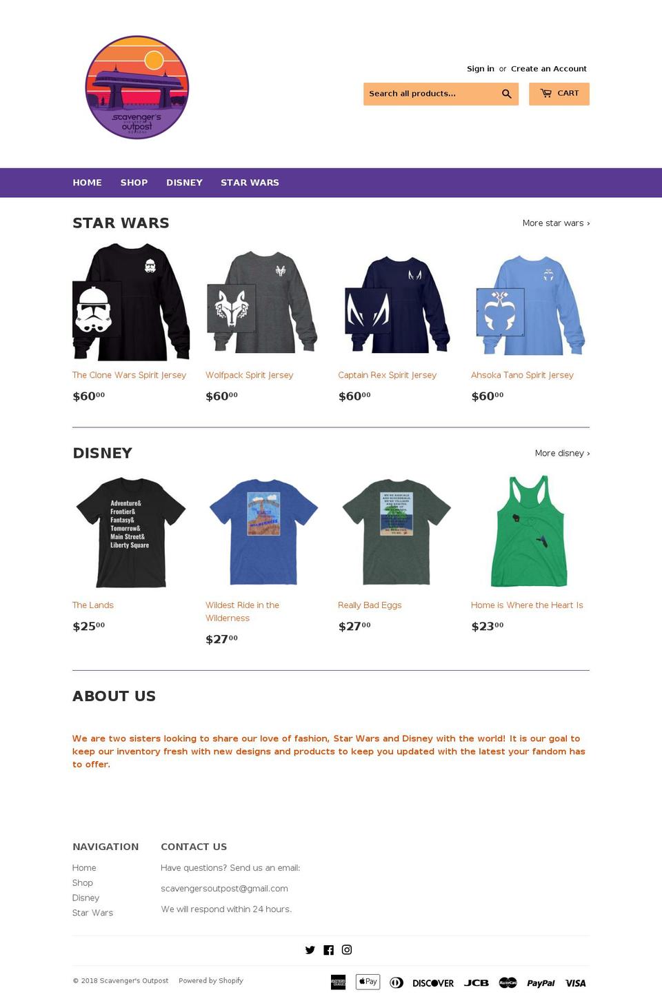 scavengersoutpost.com — Shopify storefront screenshot
