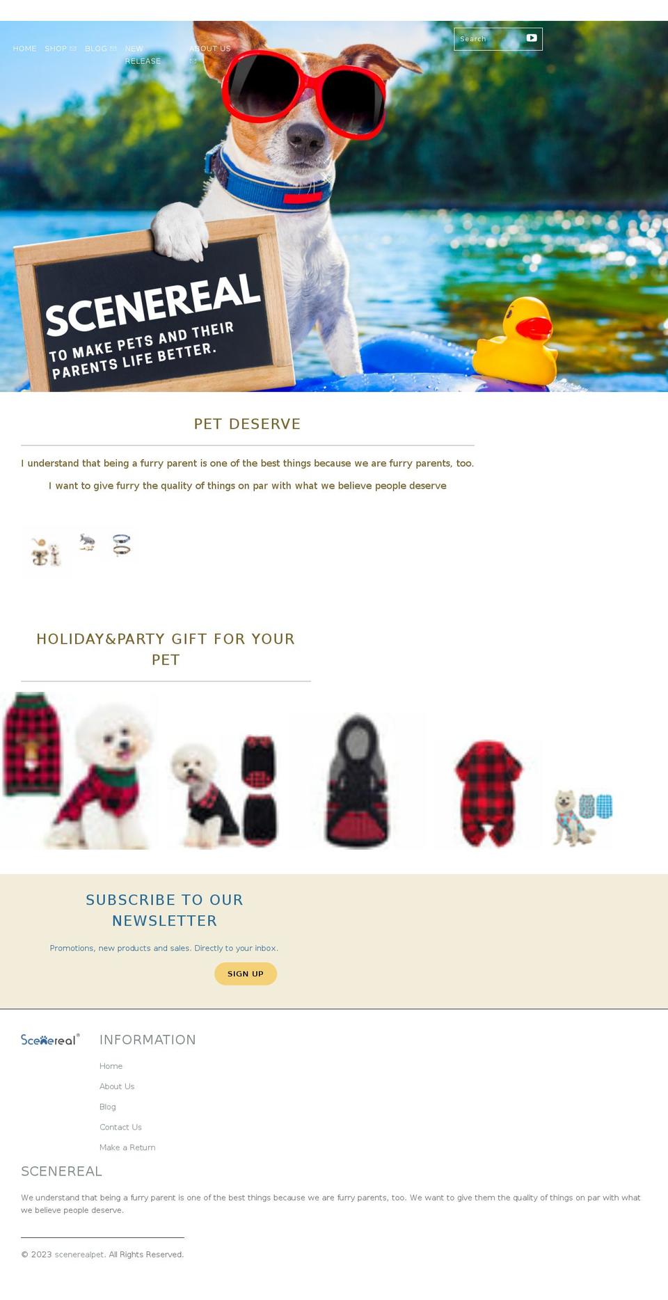 scenerealpet.com shopify website screenshot