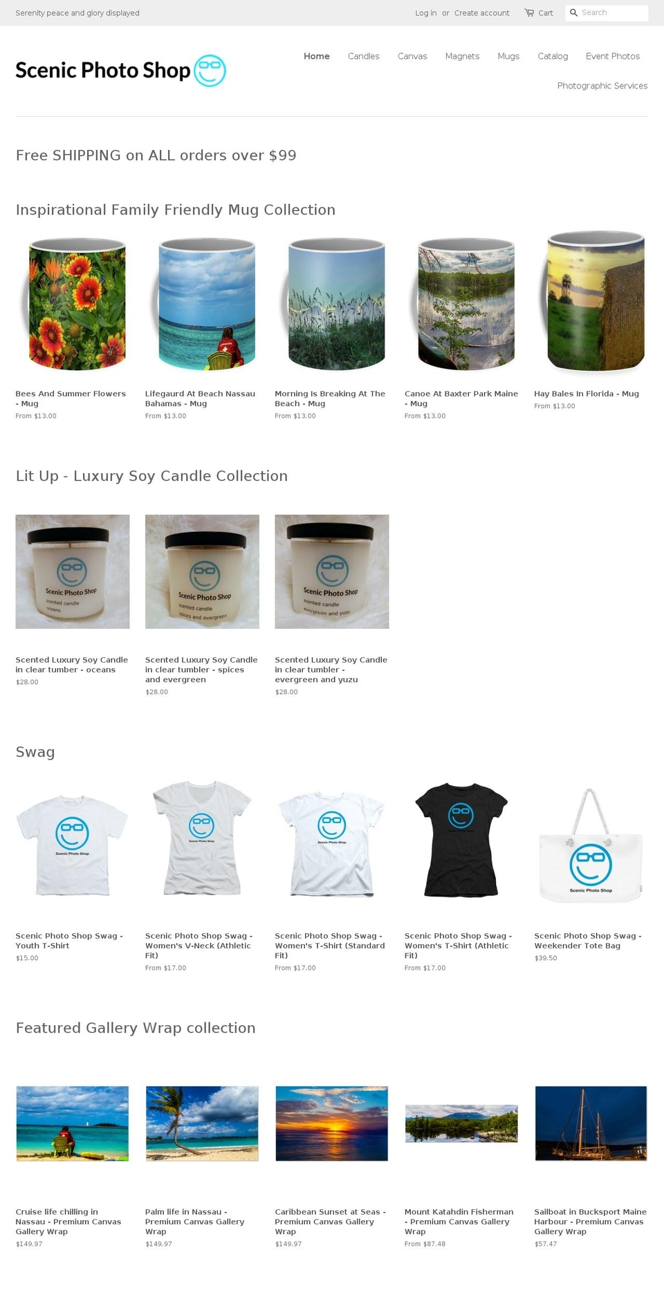 scenicphotoshop.com shopify website screenshot