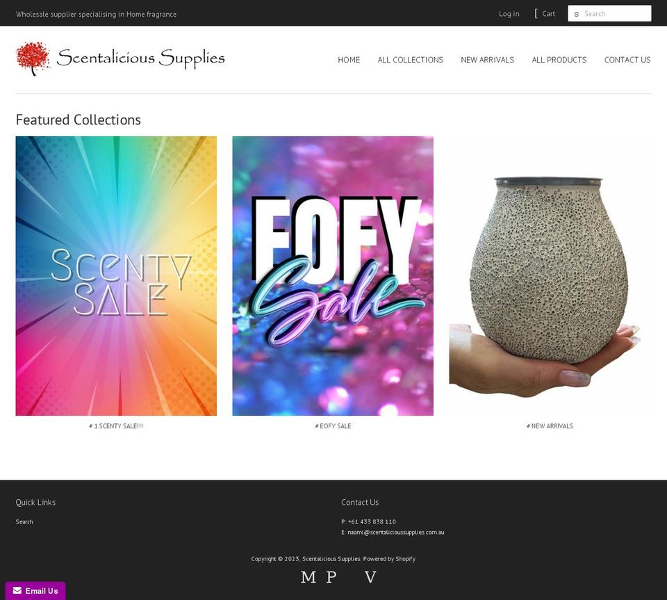 scentalicioussupplies.com.au shopify website screenshot