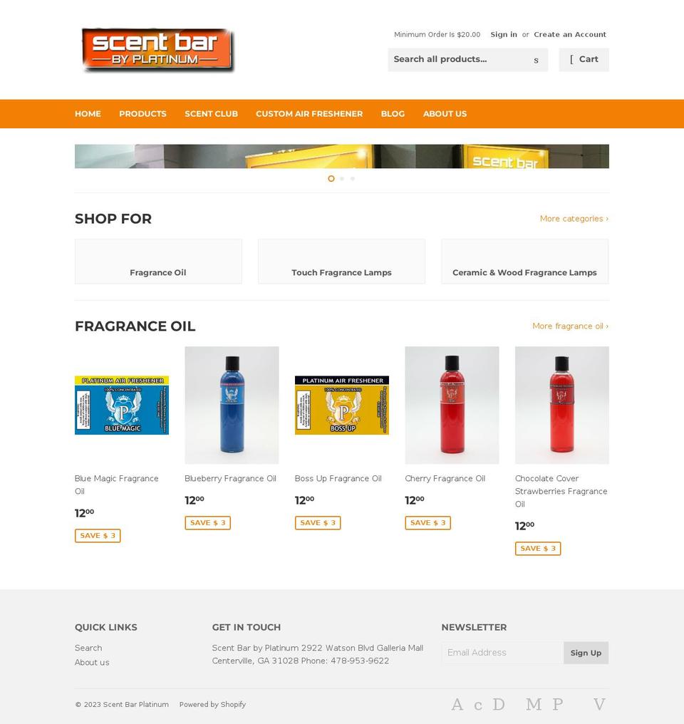 scentbarbyplatinum.com — Shopify storefront screenshot