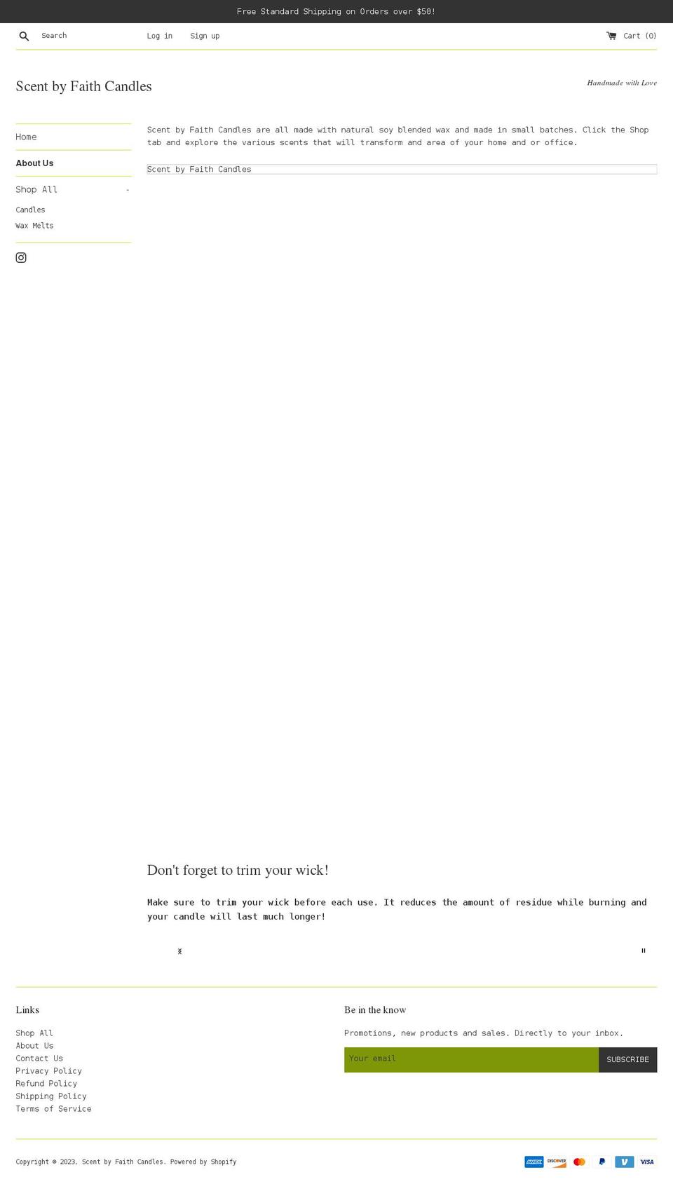 scentbyfaithcandles.com shopify website screenshot