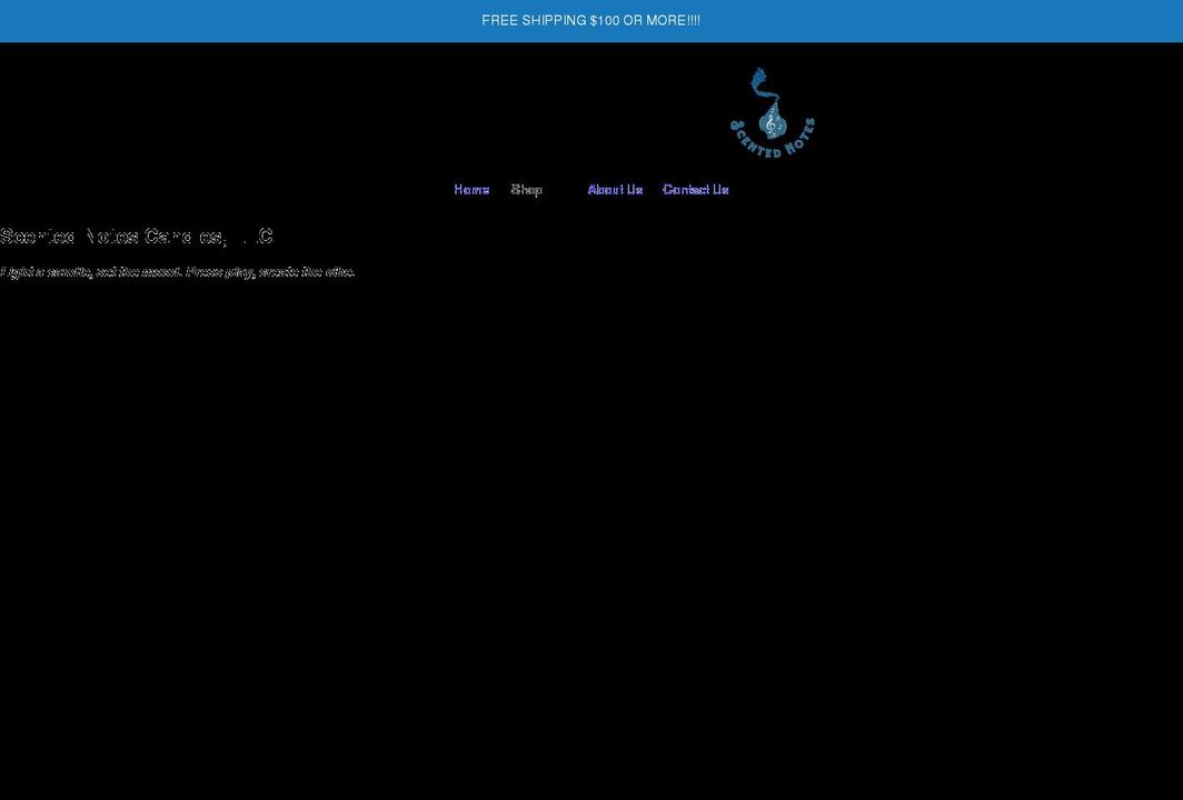 scentednotescandles.com shopify website screenshot