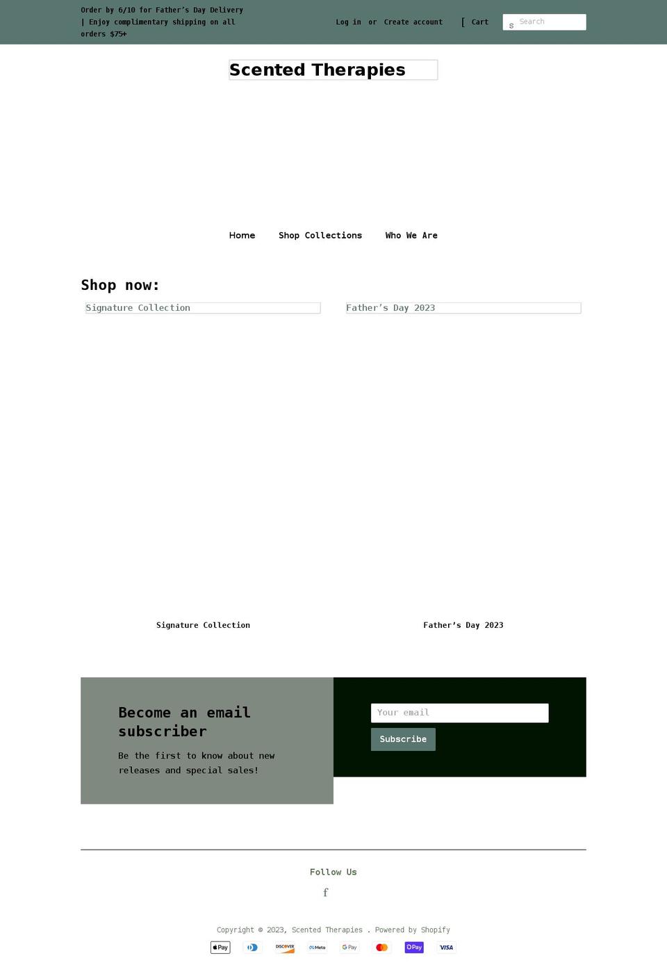 scentedtherapies.com shopify website screenshot