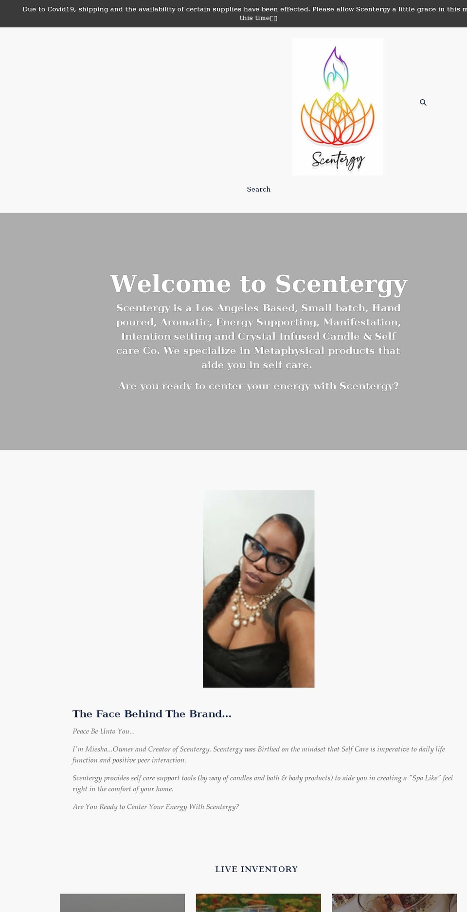 scentergy.net shopify website screenshot