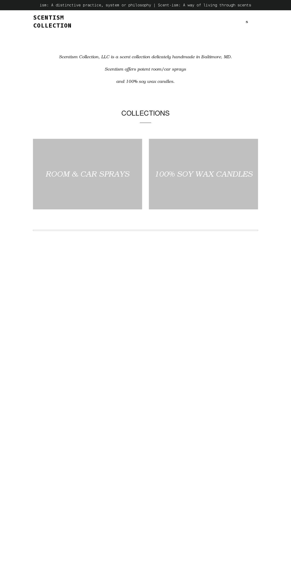 scentismcollection.com shopify website screenshot