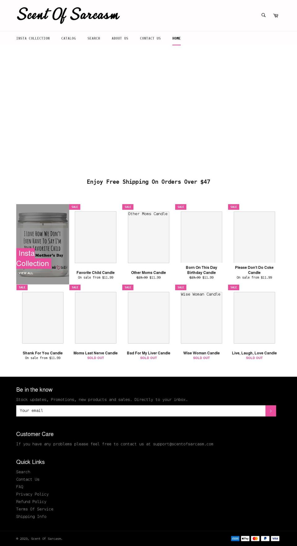 scentofsarcasm.com shopify website screenshot