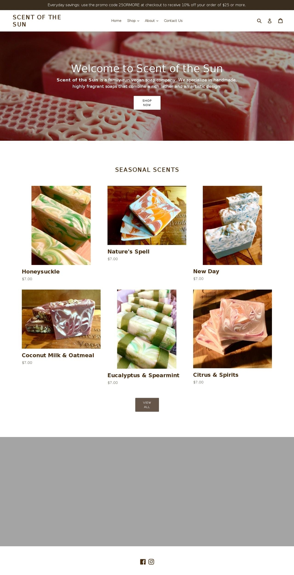 scentofthesun.com shopify website screenshot