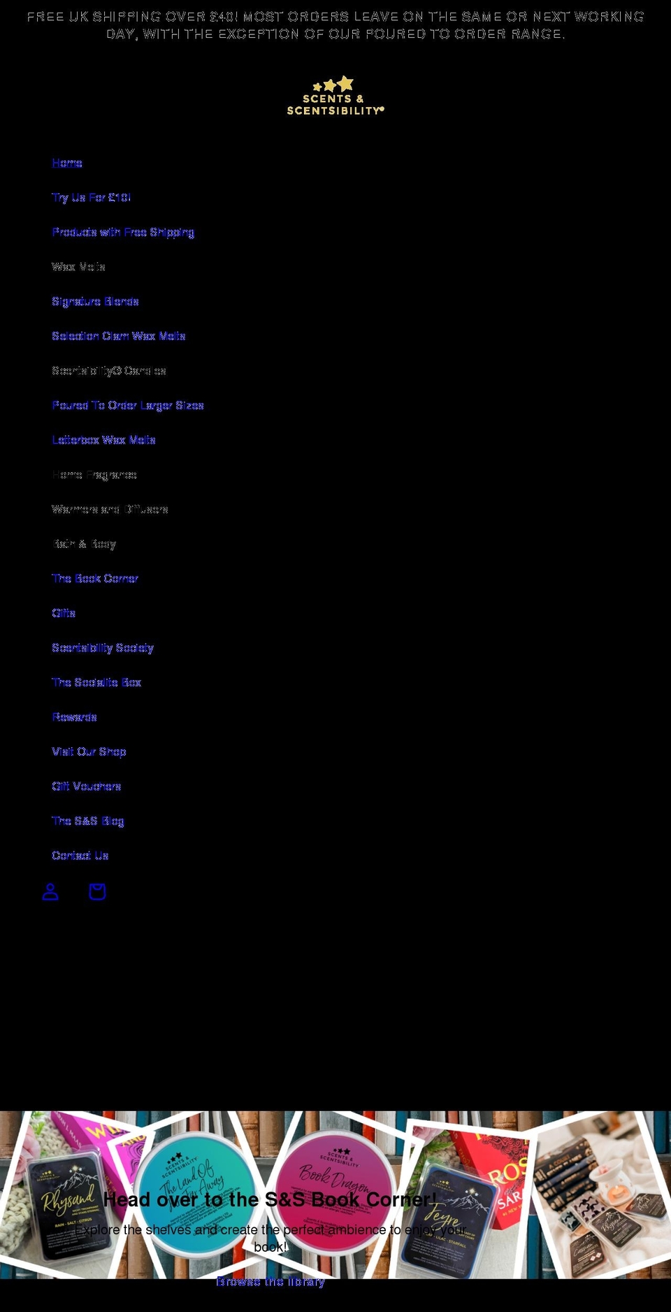 scentsandscentsibilityltd.co.uk shopify website screenshot