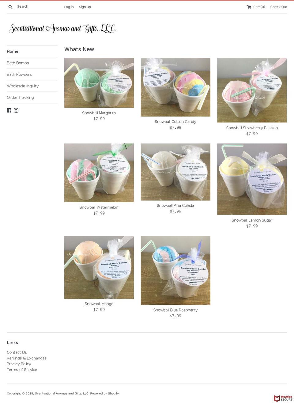 scentsationalaromasandgifts.com shopify website screenshot