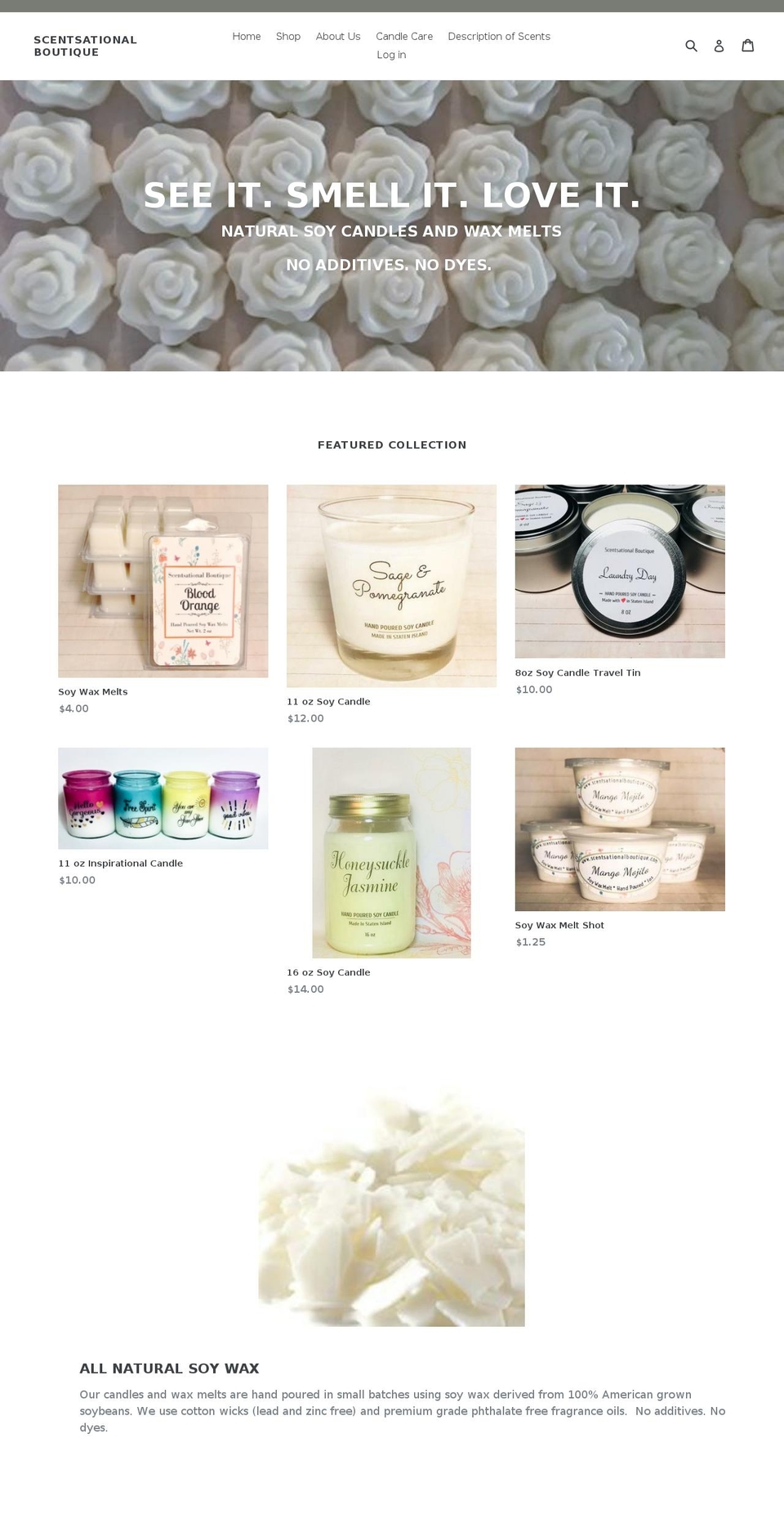scentsationalboutique.com — Shopify storefront screenshot