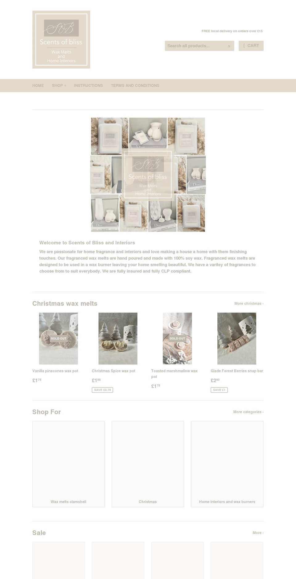 scentsofbliss.co.uk shopify website screenshot