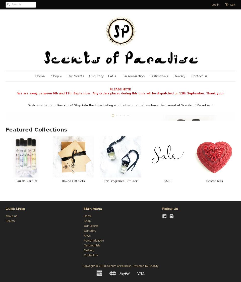 scentsofparadiseuk.com shopify website screenshot
