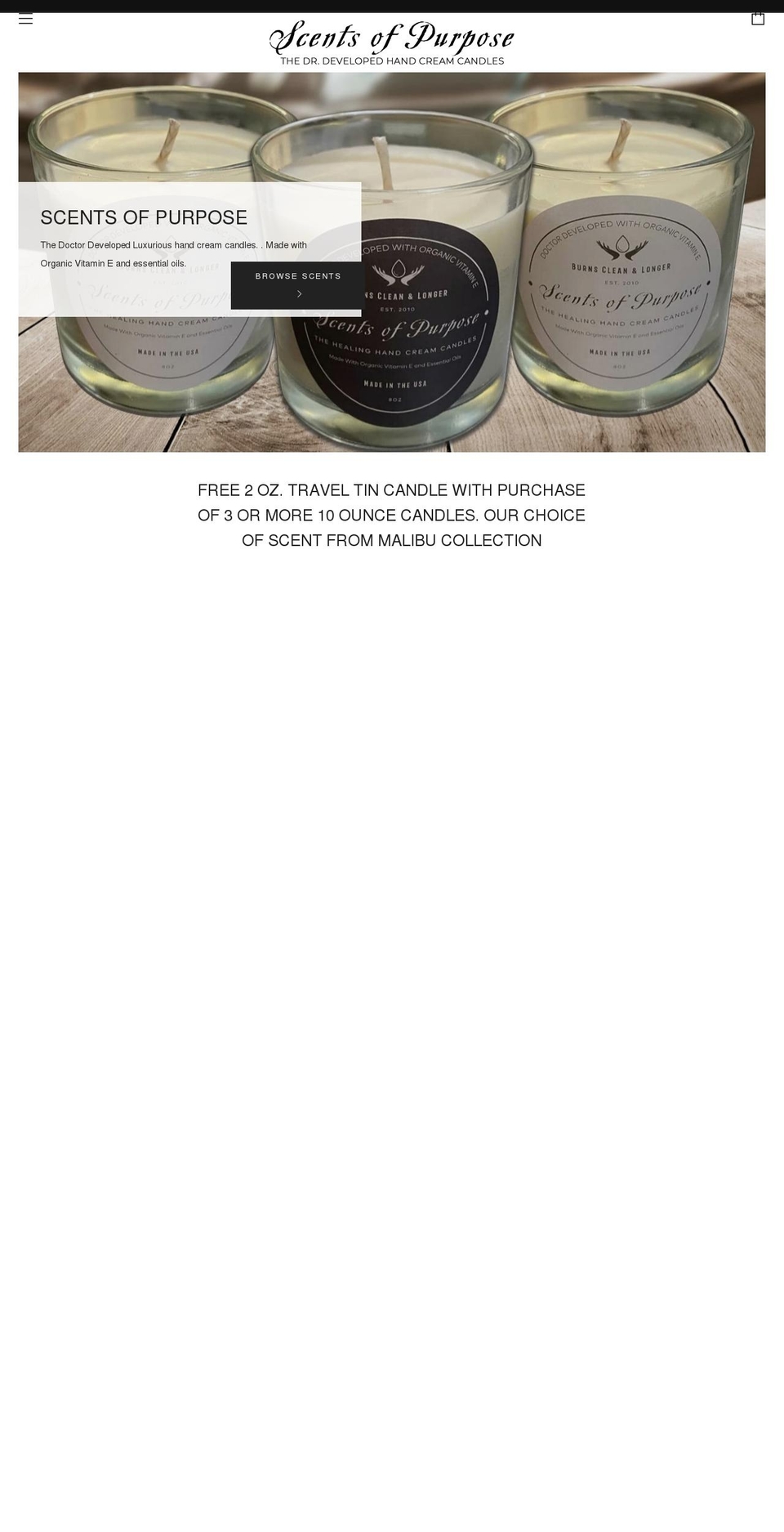 scentsofpurpose.org shopify website screenshot