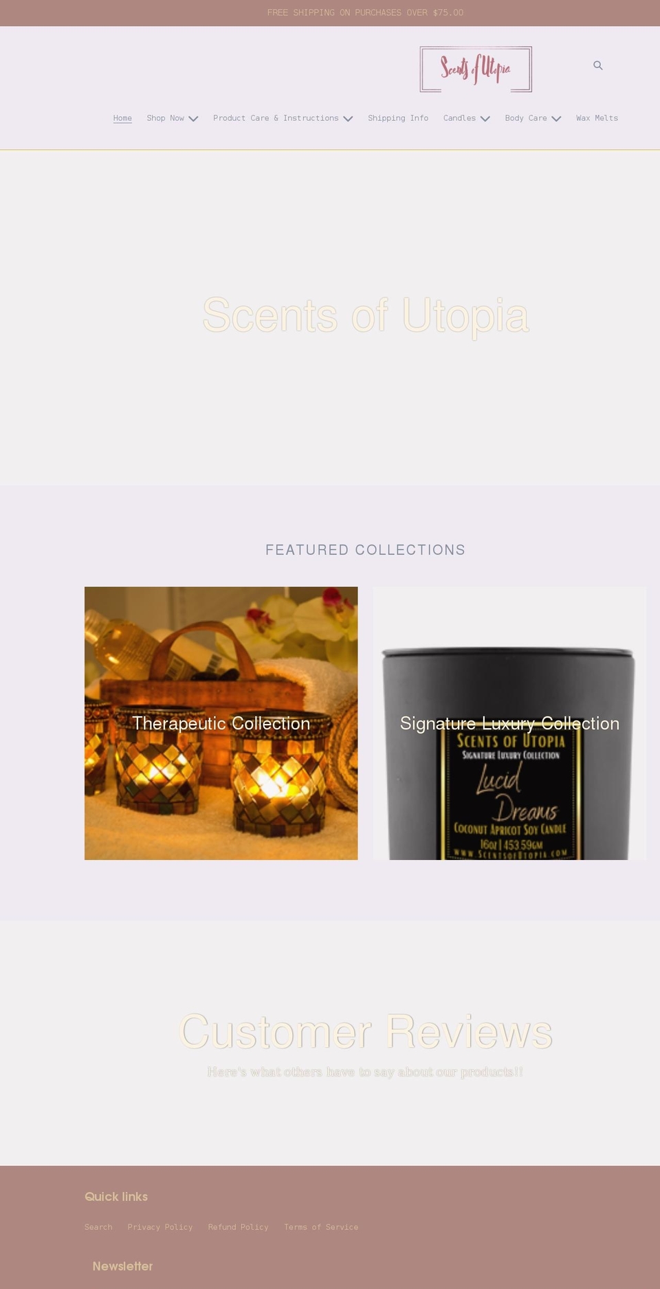 scentsofutopia.com shopify website screenshot