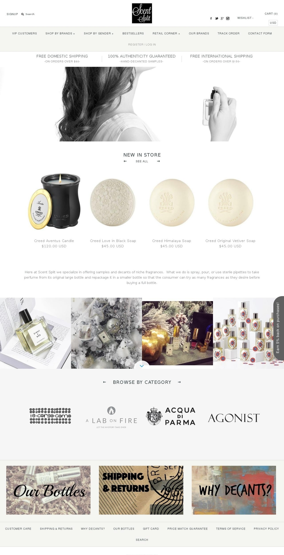 scentsplit.com shopify website screenshot