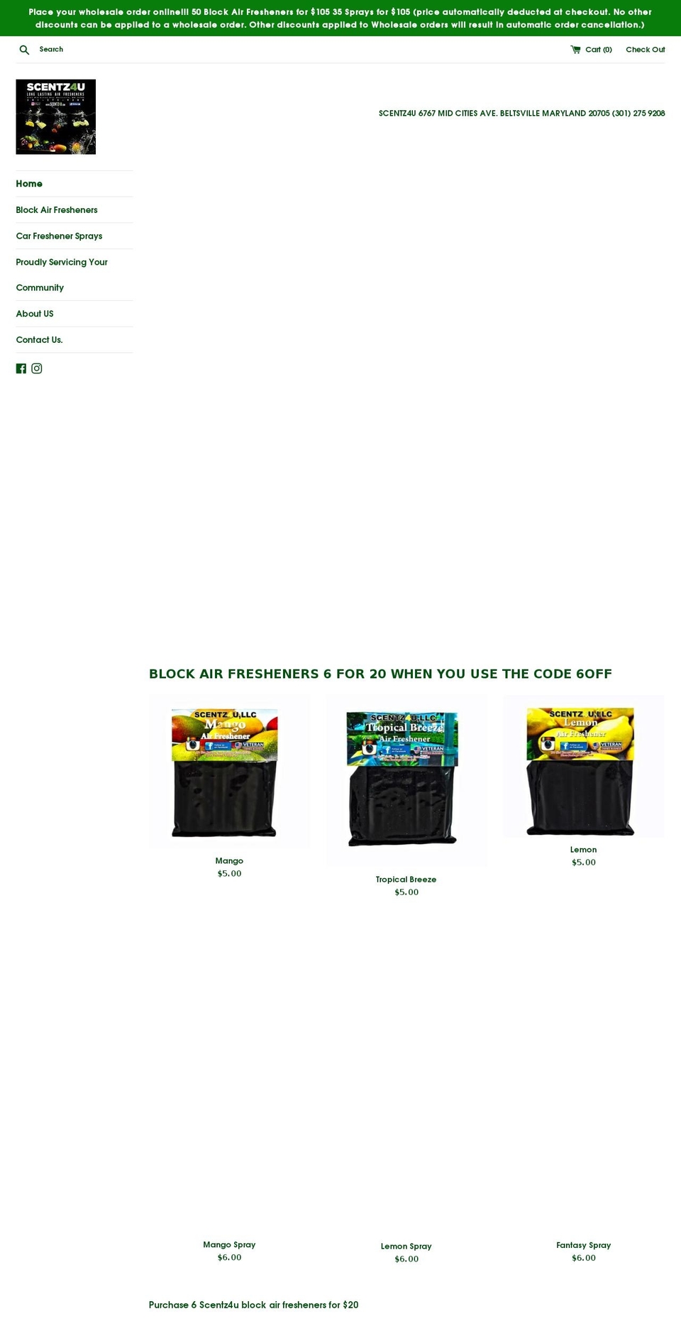 scentz4u.com — Shopify storefront screenshot
