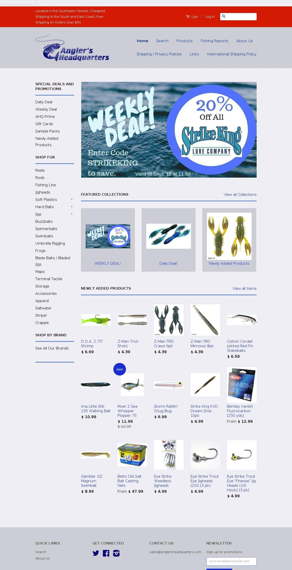 scfishingtackle.com — Shopify storefront screenshot
