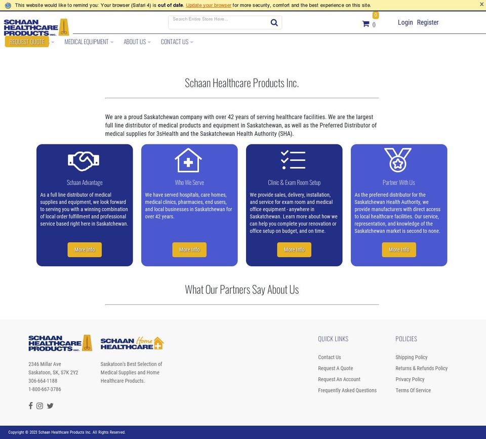schaanhealthcare.ca shopify website screenshot