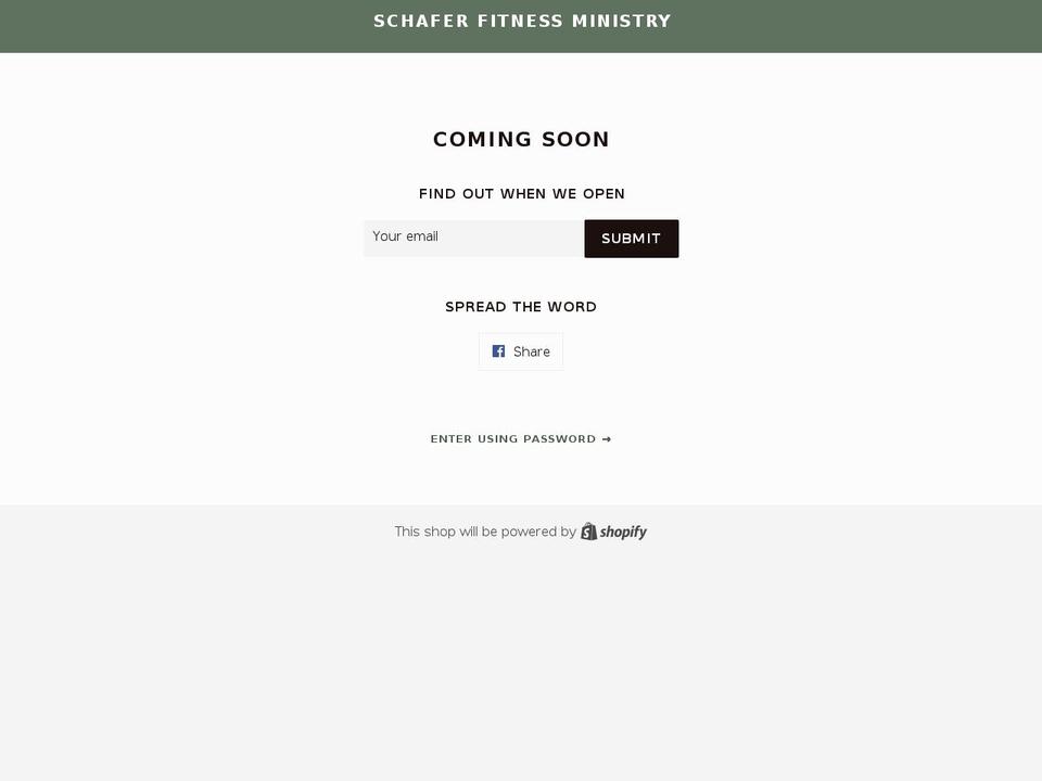 schaferfitnessministry.com — Shopify storefront screenshot