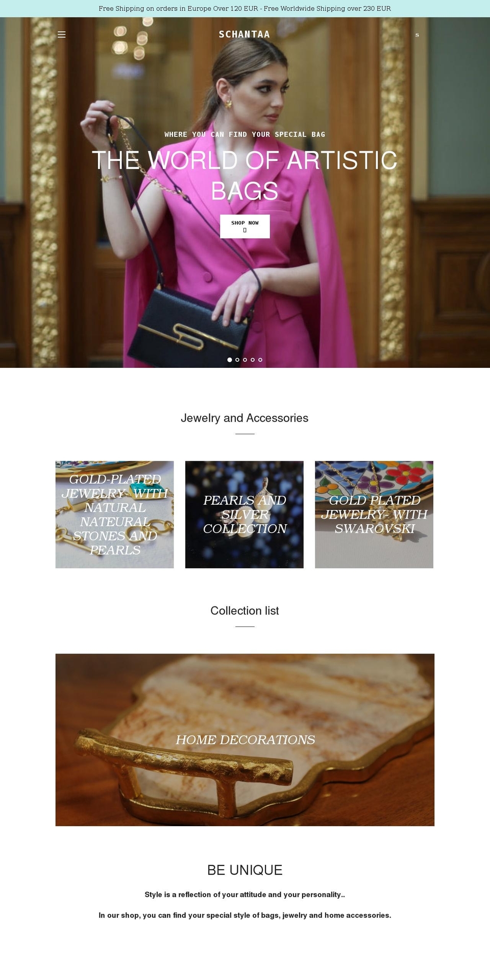 schantaa.com shopify website screenshot