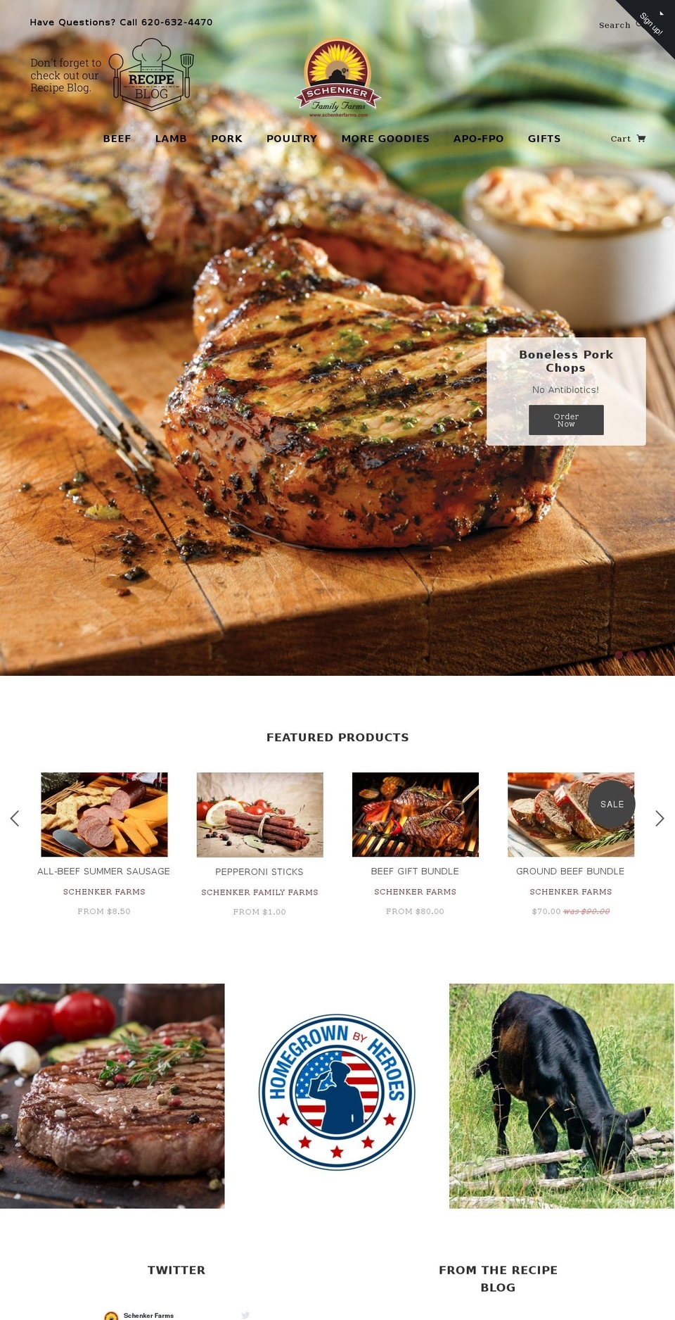 schenkerfarms.com shopify website screenshot